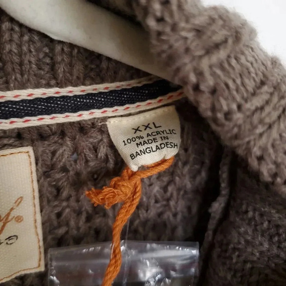 Weatherproof Vintage Men Sweater Size XXL Brown Toggle Shawl Collar Pullover NWT - Picture 7 of 12